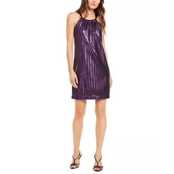 Trina Turk Women's Juju Sequined Shift Dress Purple Size M NWT - Picture 1 of 6